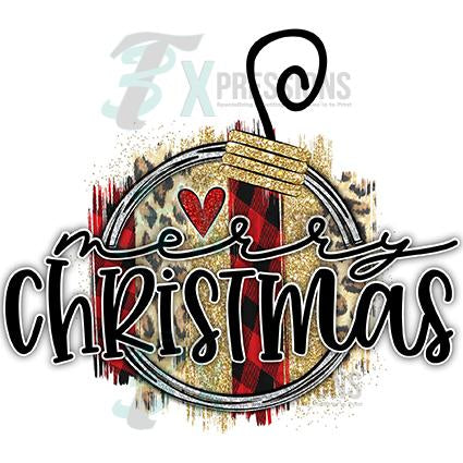 Merry Christmas, Christmas Ball Leopard and Buffalo Plaid