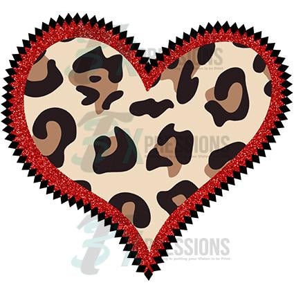 Red outline Leopard heart