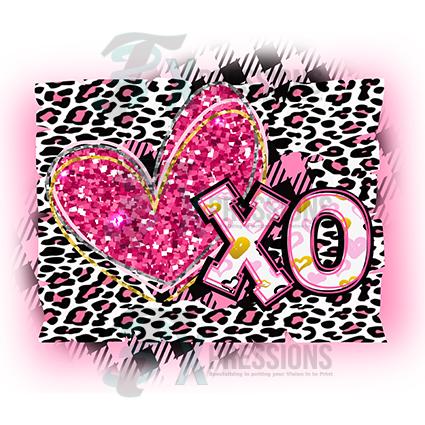 Leopard Background XO and Heart