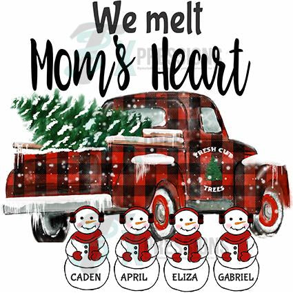 Personalized  melt Heart Snowman Truck