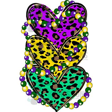 Mardi Gras Leopard Hearts - Bling3t
