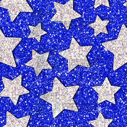 Glitter blue and silver stars pattern square