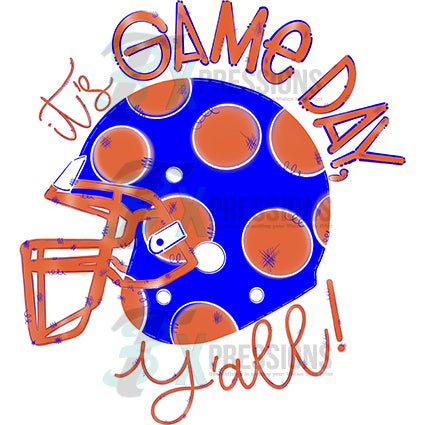 blue orange football helmet It's Game Day football helmet Blue and Orange