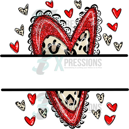 Red and Brown Leopard heart - Bling3t