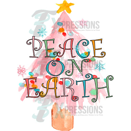 Peace on Earth Pink Colorful Tree