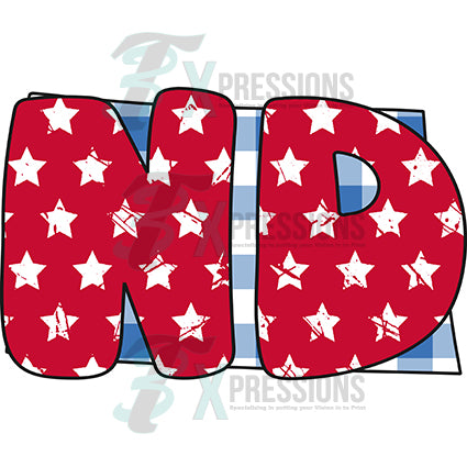 North Dakota Gingham Stars Red White Blue