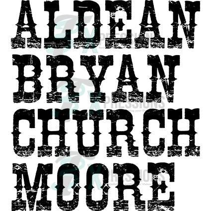 Aldean, Bryan, Church, Moore