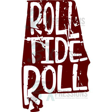 Roll Tide state outline - Bling3t