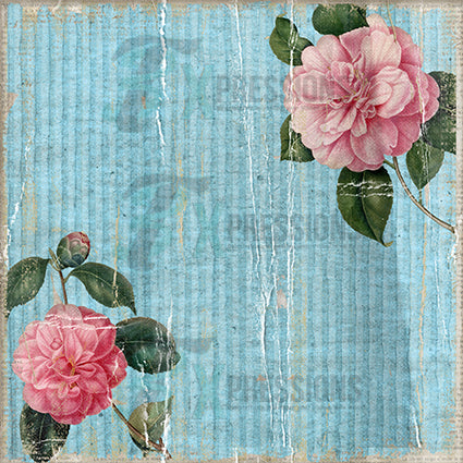 Blue Lined Paper with Flower Backdrop