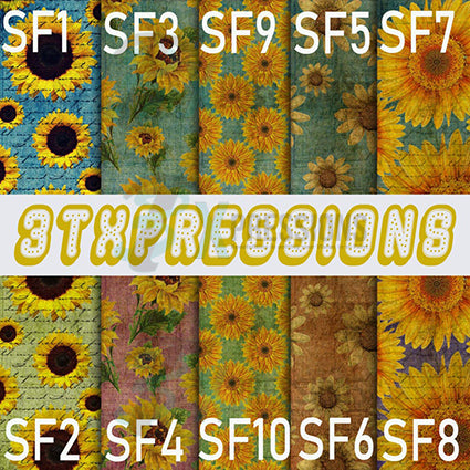 Vintage Sunflower Vinyl Sheets, HTV Sheets, Adhesive Vinyl, Vintage Flowers, Floral Vinyl Sheets, DIY Vinyl - Bling3t